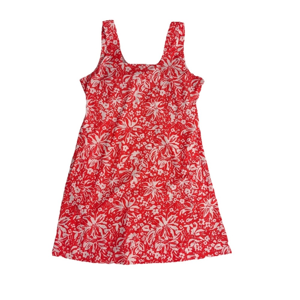 Krimson Klover Dress Tropical Built in Bra Coral Orange‎ Pockets Sporty Sz Large